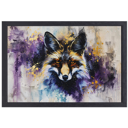 Kleurrijk abstract schilderij van een vos canvas met baklijst