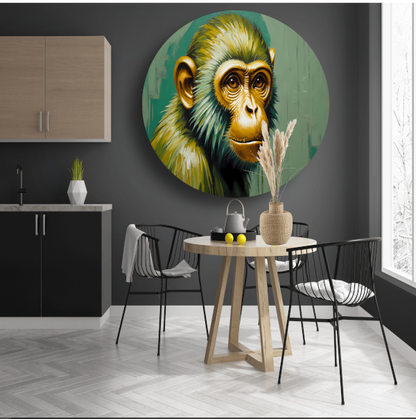 Expressieve Digitale Aap met Gouden Glans forex muurcirkel