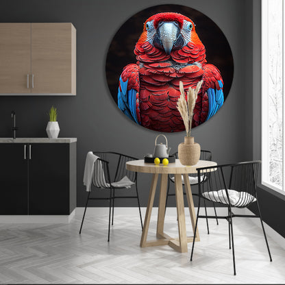Portret van een ara met waterdruppels aluminium muurcirkel