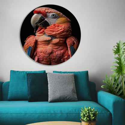 Portret van een Ara met waterdruppels aluminium muurcirkel