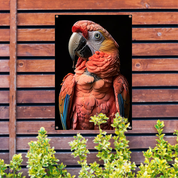 Portret van een Ara met waterdruppels tuinposter