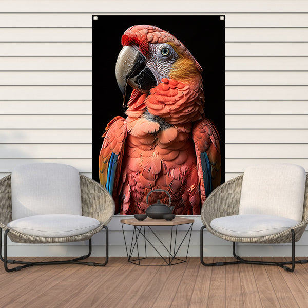 Portret van een Ara met waterdruppels tuinposter