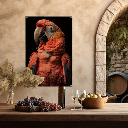 Portret van een Ara met waterdruppels tuinposter