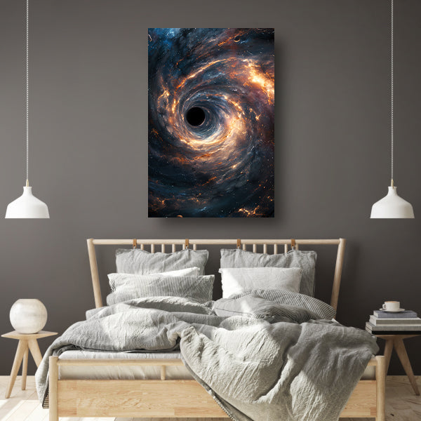 Draaikolk van Kleuren rond een Zwart Gat canvas met baklijst