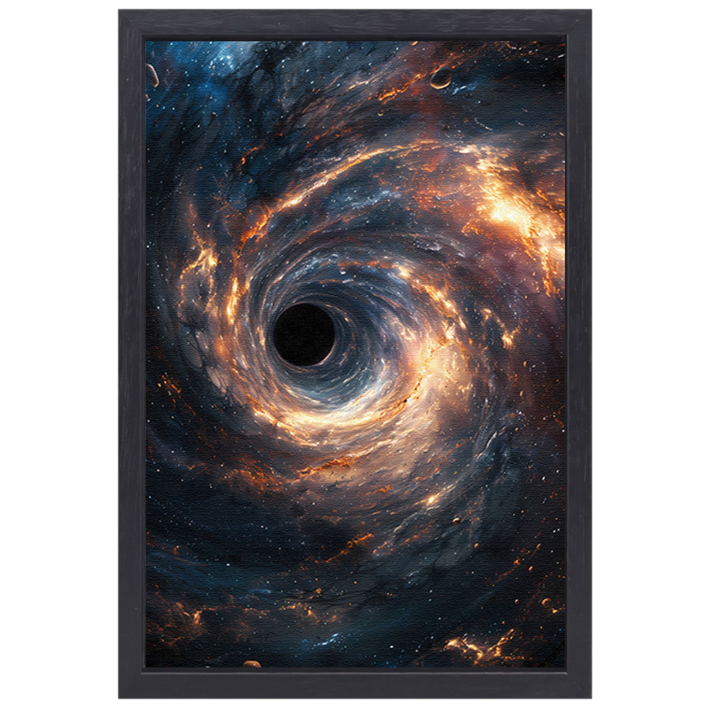 Draaikolk van Kleuren rond een Zwart Gat canvas met baklijst