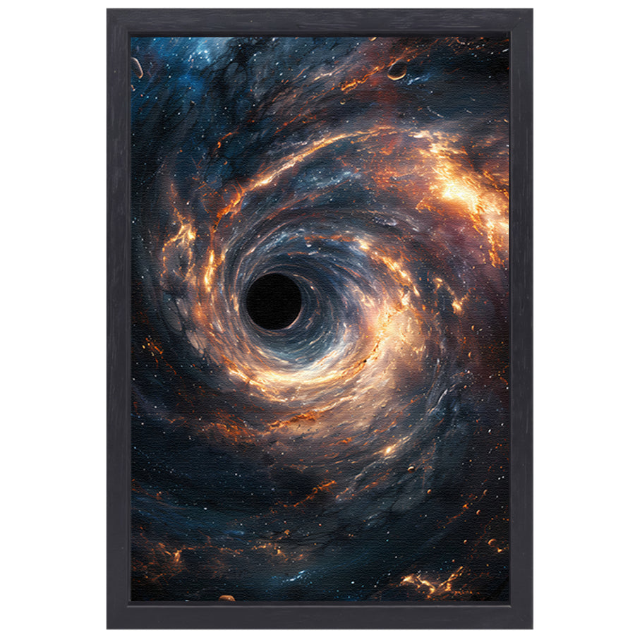 Draaikolk van Kleuren rond een Zwart Gat canvas met baklijst