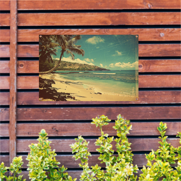 Tropisch Strand met Palmbomen tuinposter