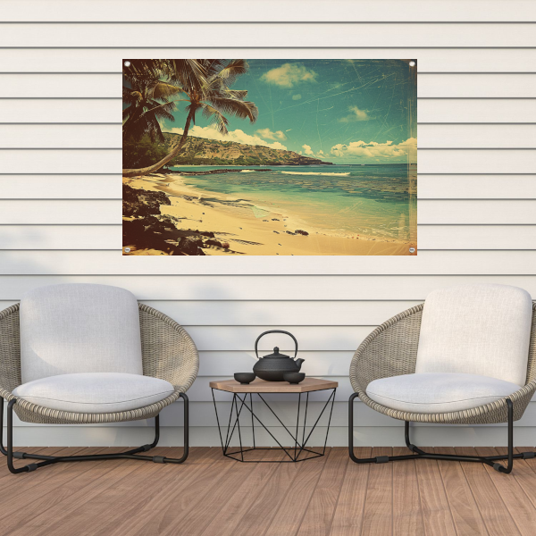 Tropisch Strand met Palmbomen tuinposter