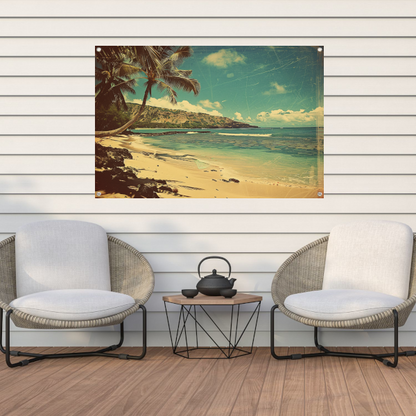 Tropisch Strand met Palmbomen tuinposter