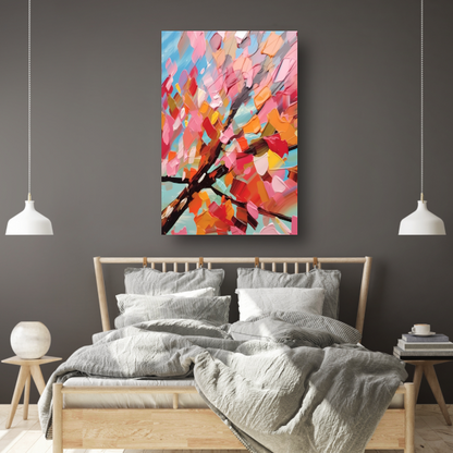 Minimalistische boom in zwart-wit canvas met baklijst
