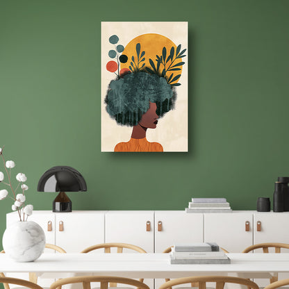 Dromerig portret van vrouw met planten acrylglas