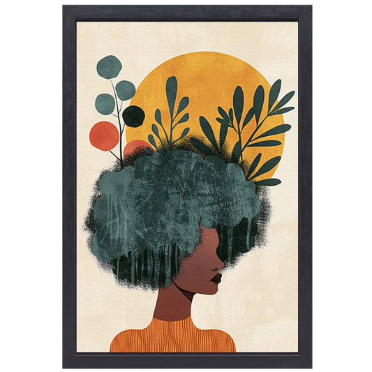 Dromerig portret van vrouw met planten canvas met baklijst