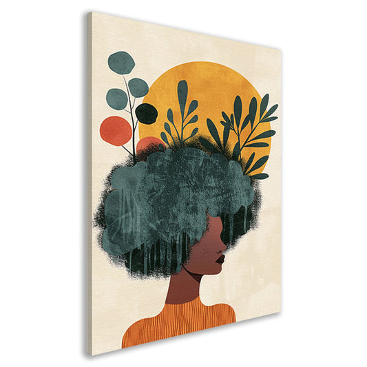 Dromerig portret van vrouw met planten canvas