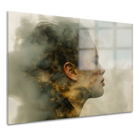 Vrouw Gevangen in Zachte Rooknevels acrylglas