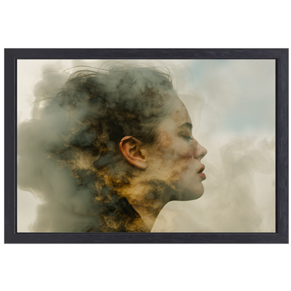 Vrouw Gevangen in Zachte Rooknevels canvas met baklijst