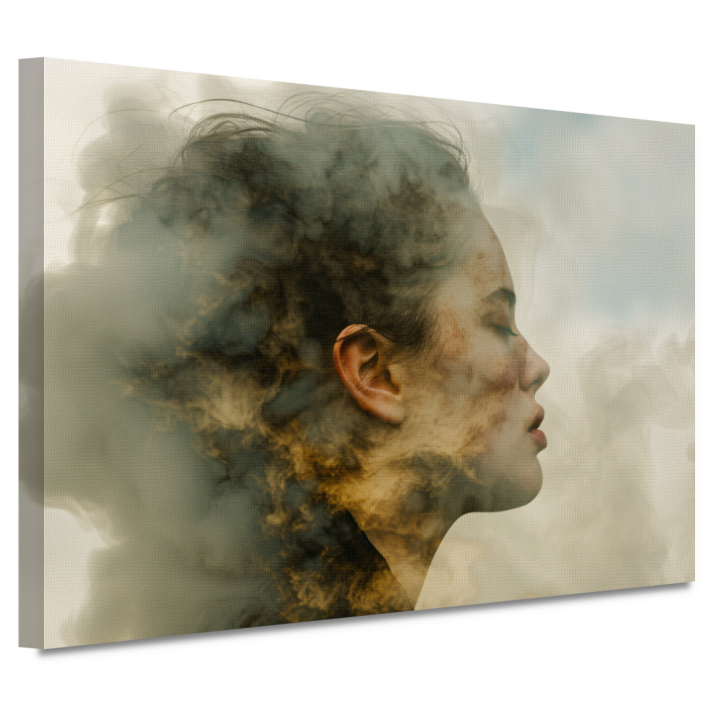 Vrouw Gevangen in Zachte Rooknevels canvas