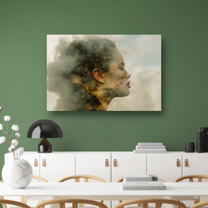 Vrouw Gevangen in Zachte Rooknevels canvas met baklijst