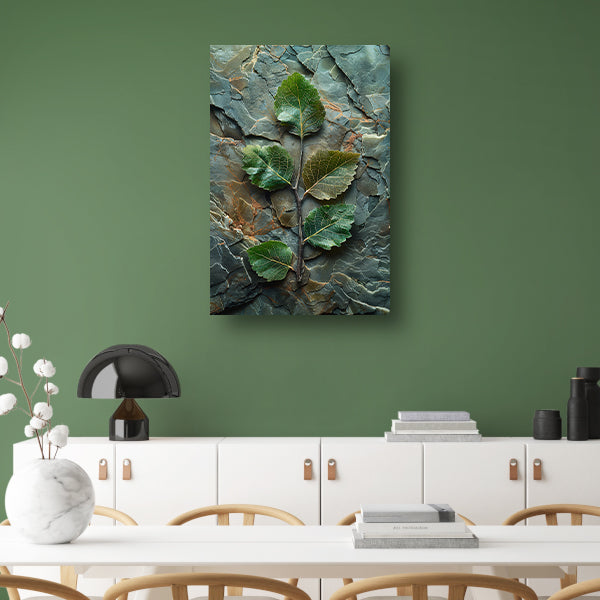 Tak met bladeren op stenen ondergrond canvas