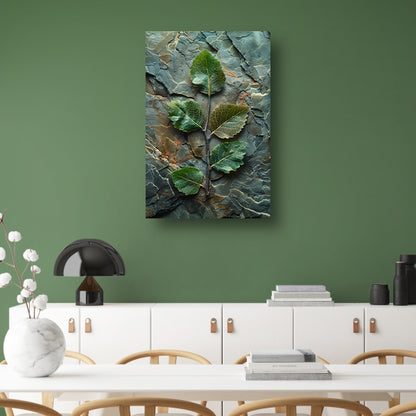 Tak met bladeren op stenen ondergrond canvas