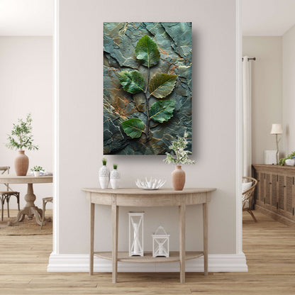 Tak met bladeren op stenen ondergrond canvas