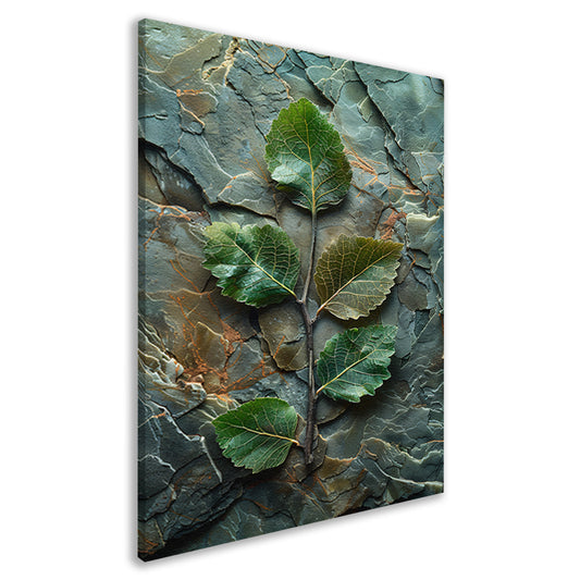 Tak met bladeren op stenen ondergrond canvas