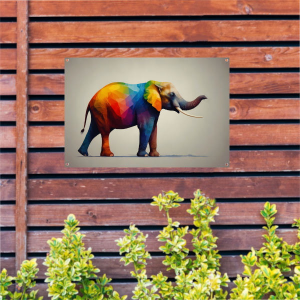 Abstracte veelkleurige olifant in moderne stijl tuinposter