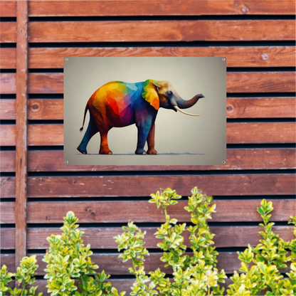 Abstracte veelkleurige olifant in moderne stijl tuinposter