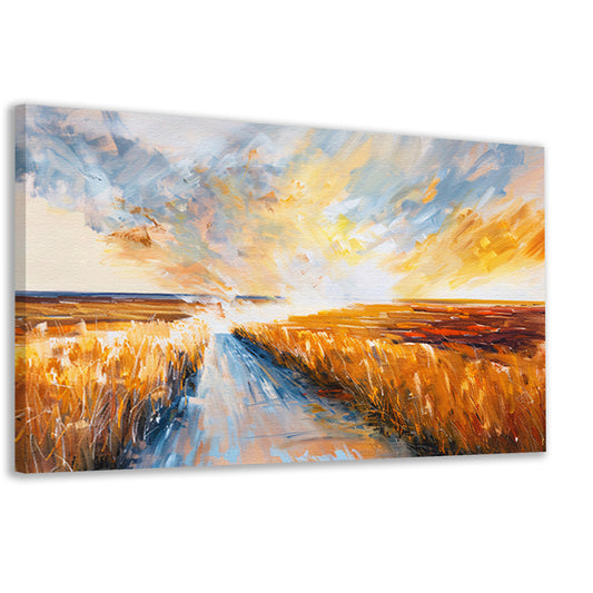 Abstract landschap met weg naar horizon canvas