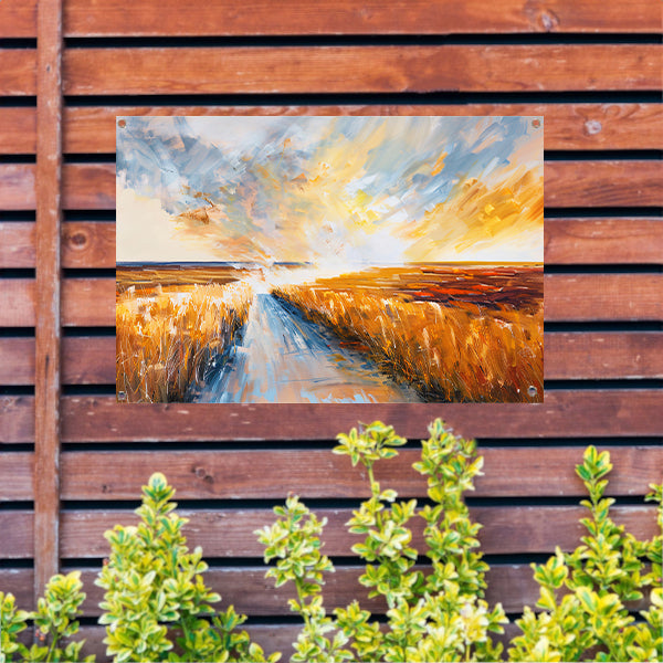 Abstract landschap met weg naar horizon tuinposter