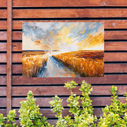 Abstract landschap met weg naar horizon tuinposter