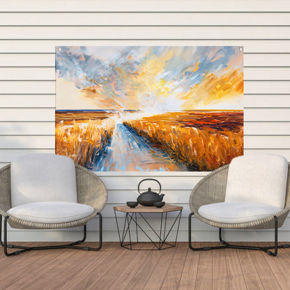 Abstract landschap met weg naar horizon tuinposter