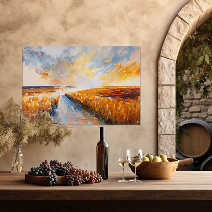 Abstract landschap met weg naar horizon tuinposter