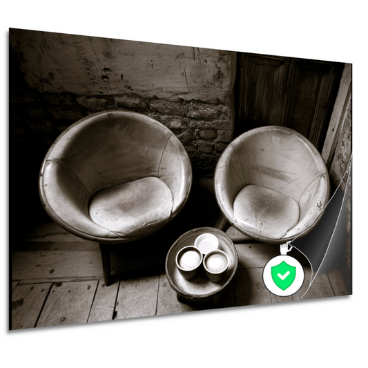 Minimalistische stoelen zwart wit poster
