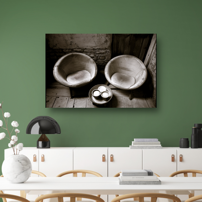 Minimalistische stoelen zwart wit poster