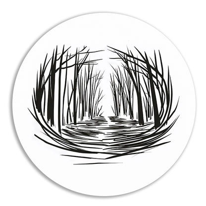 Minimalistisch rivier door bos lijntekening forex muurcirkel