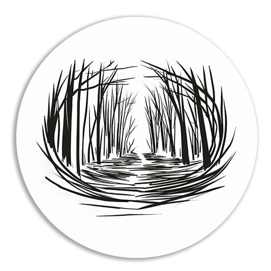 Minimalistisch rivier door bos lijntekening forex muurcirkel