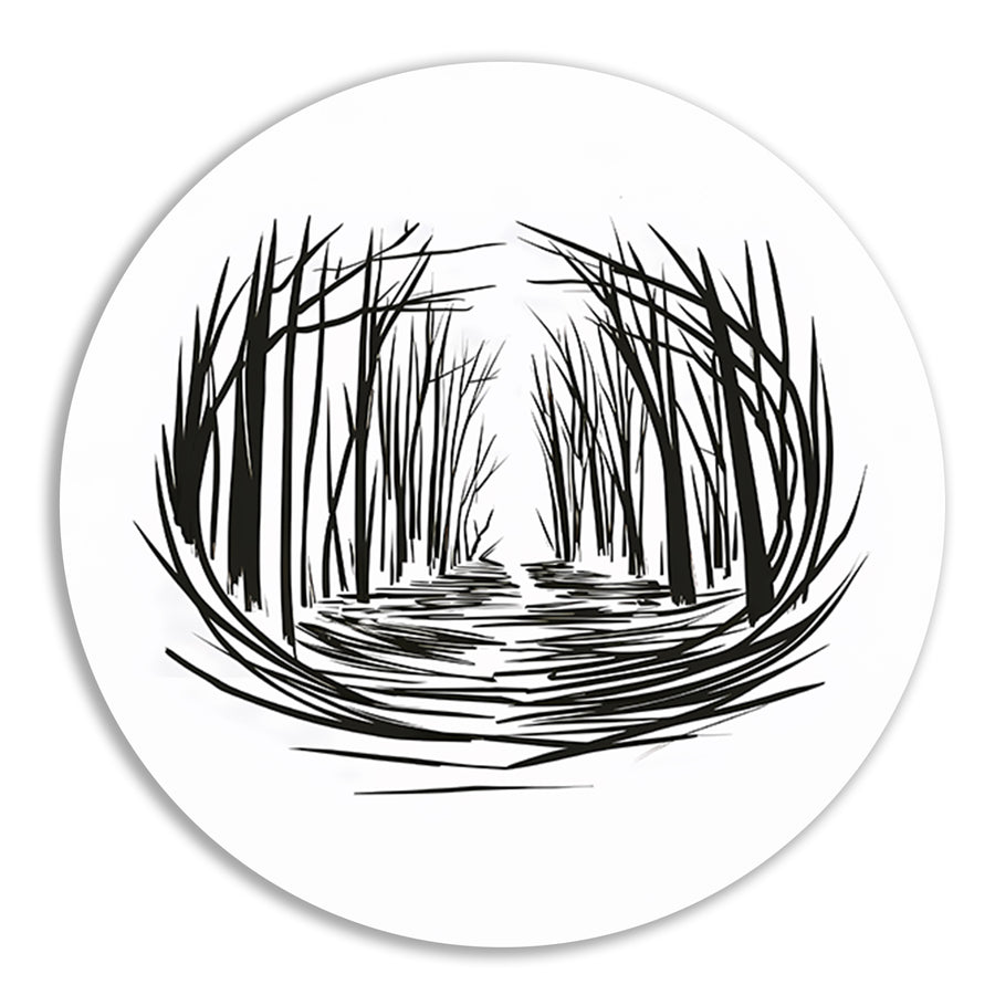 Minimalistisch rivier door bos lijntekening forex muurcirkel
