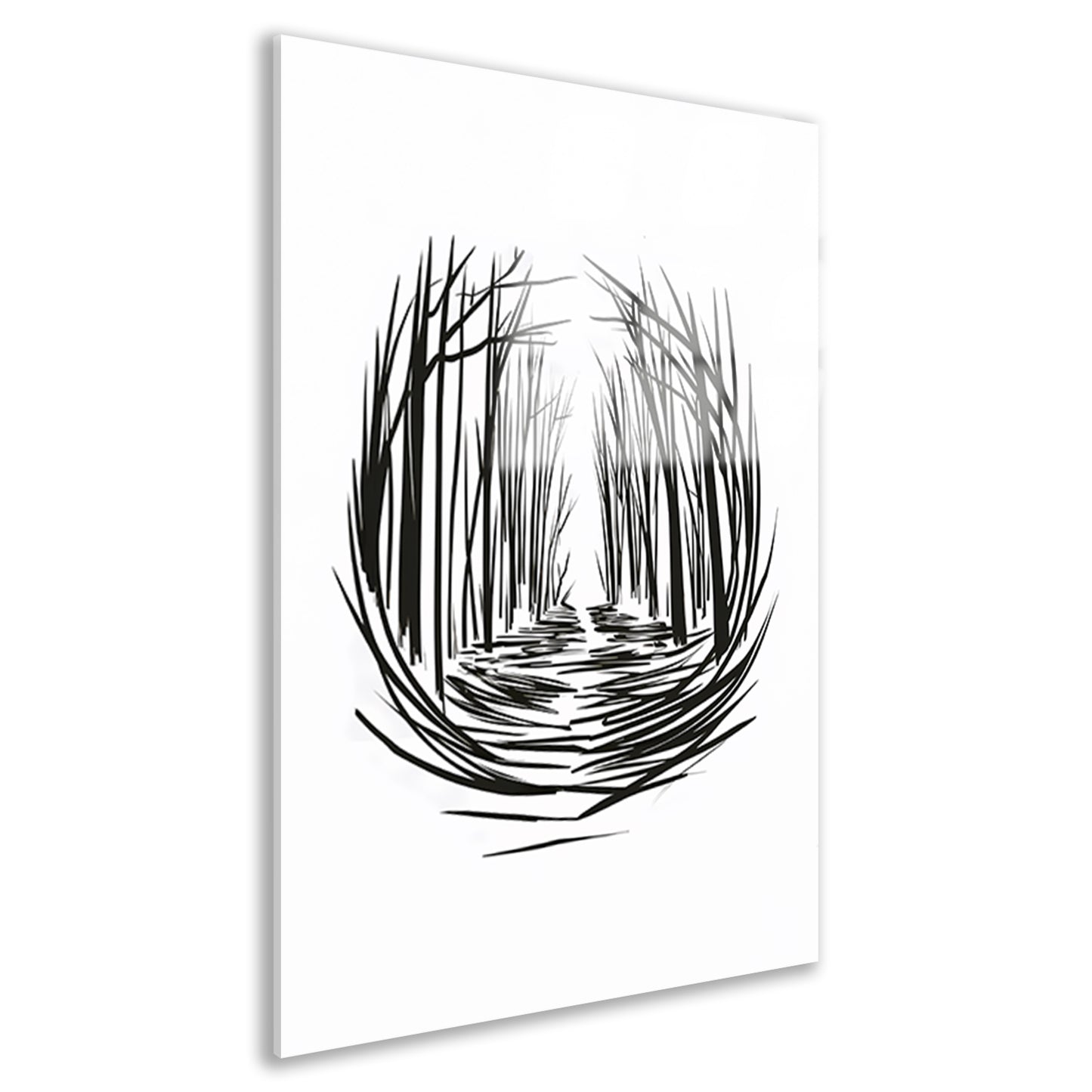 Minimalistisch rivier door bos lijntekening acrylglas