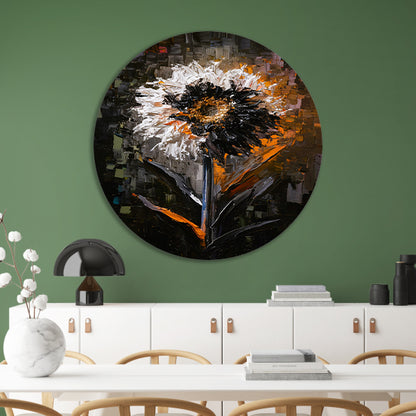 Expressieve Bloem in Abstracte Stijl aluminium muurcirkel