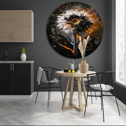 Expressieve Bloem in Abstracte Stijl aluminium muurcirkel