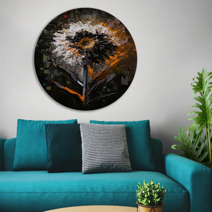 Expressieve Bloem in Abstracte Stijl aluminium muurcirkel