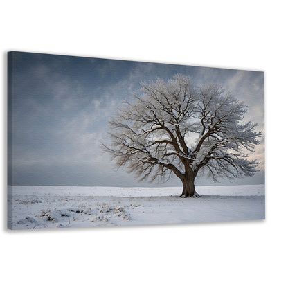 Een eenzame boom in de sneeuw canvas