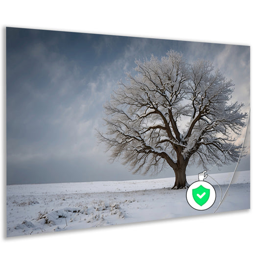 Een eenzame boom in de sneeuw poster
