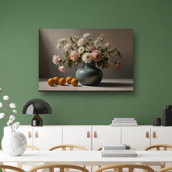 Stilleven met Bloemen en Citroenen canvas met baklijst