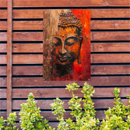 Dynamisch Abstract Portret van Boeddha in Kleur tuinposter