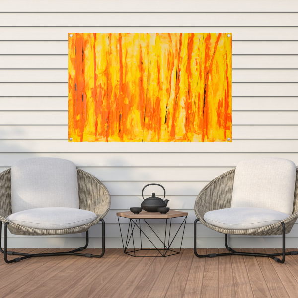 Abstract schilderij met penseelstreken tuinposter