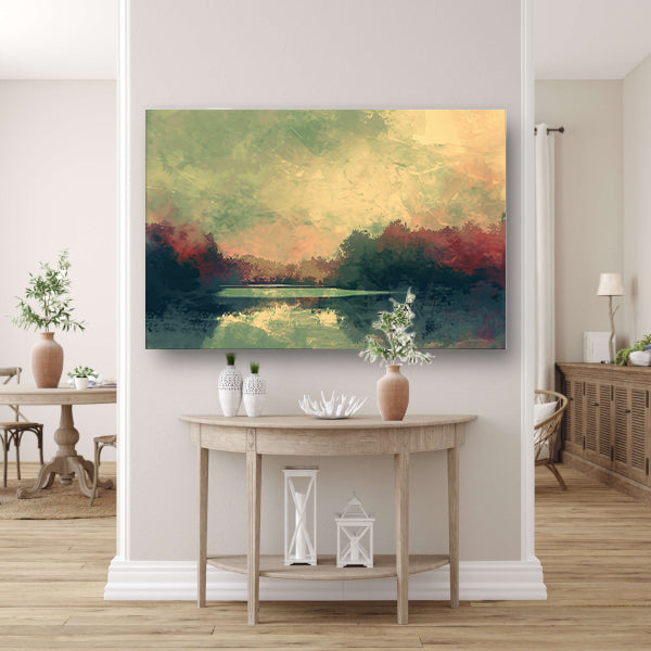 Prachtig abstract zomerlandschap met reflecties canvas