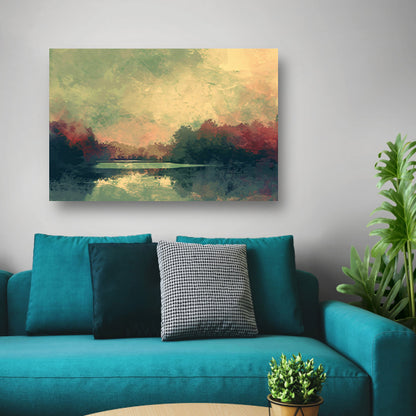 Prachtig abstract zomerlandschap met reflecties canvas