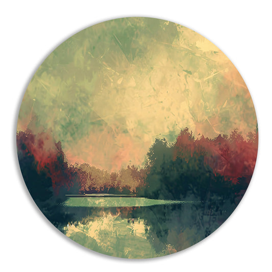 Prachtig abstract zomerlandschap met reflecties aluminium muurcirkel