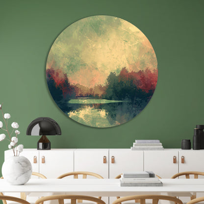 Prachtig abstract zomerlandschap met reflecties aluminium muurcirkel